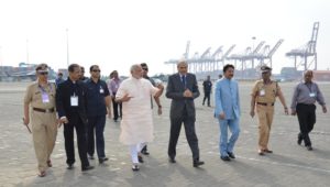 With PM Narendra Modi during his visit to JNPT at Uran